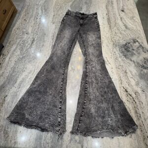 Traffic Jeans Women's 26x33 Black Denim Super Flare Jeans Bell Bottom Western